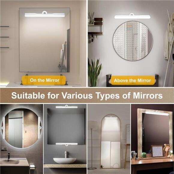 2 Pack Wireless Vanity Lights for Mirror, Rechargeable Battery Operated Mirror - Picture 6 of 7